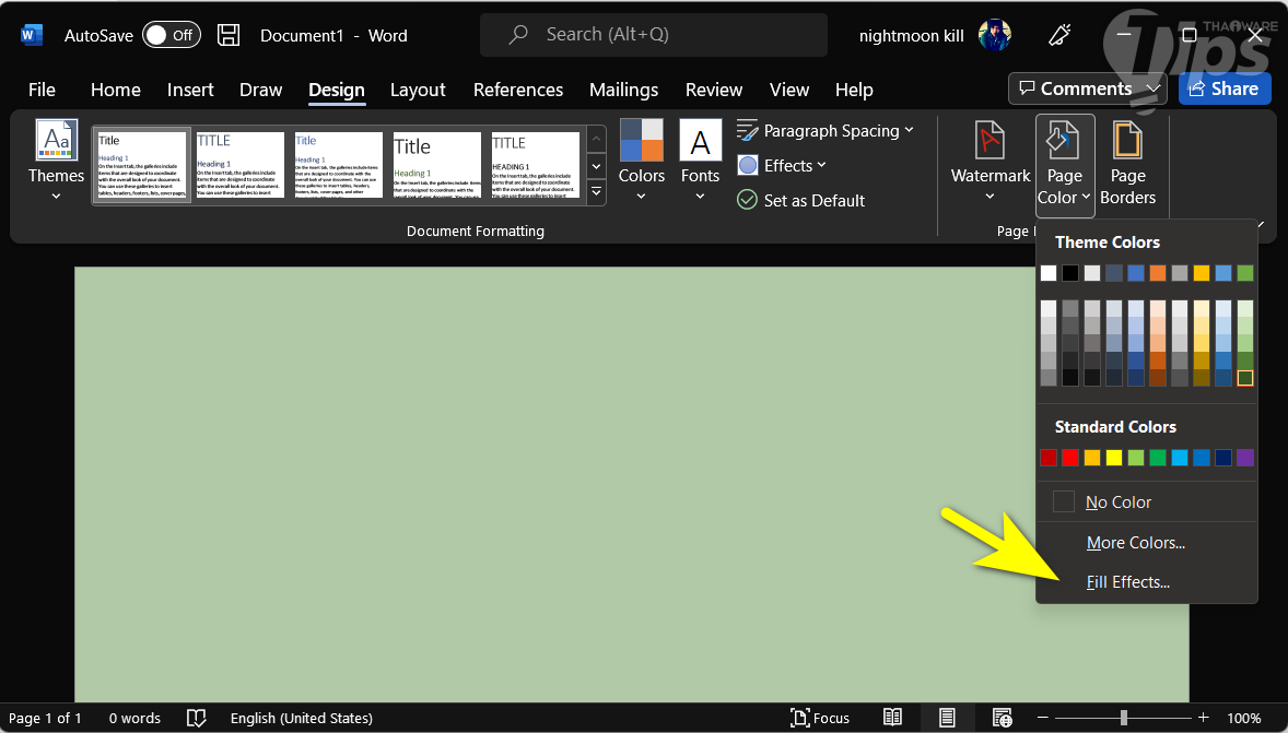 วิธีเปลี่ยนสีพื้นหลังหน้ากระดาษในโปรแกรม Word (How to Change Background