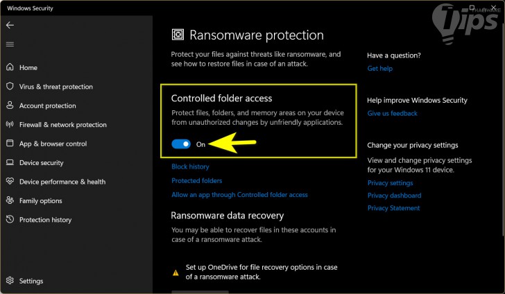 วิธีเปิดใช้งาน คุณสมบัติป้องกันมัลแวร์เรียกค่าไถ่ ใน Windows (How to enable Ransomware Protection in Windows 10 ?)