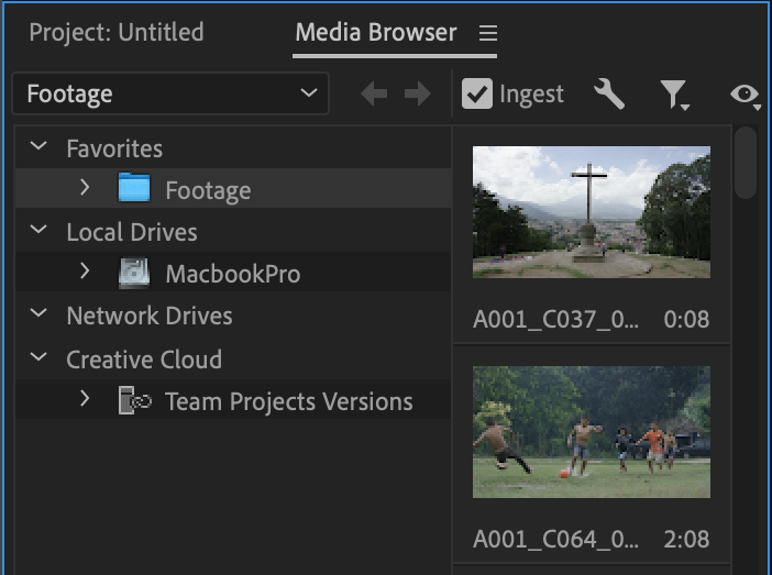การเปิด Media Browser ใน Adobe Premiere Pro