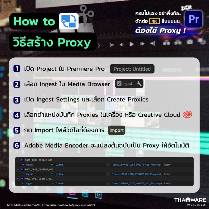 วิธีสร้าง Proxy บนโปรแกรม Adobe Premiere Pro